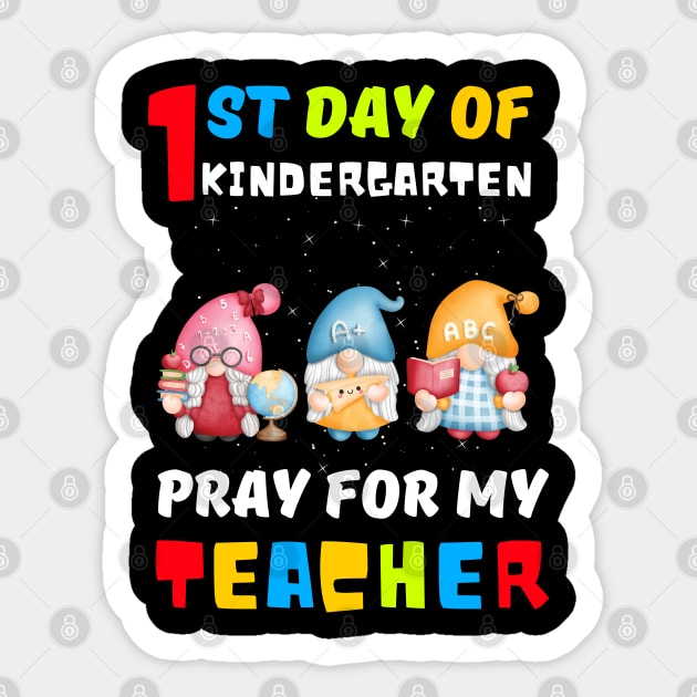 Gnomes First Day Of Preschool Pray For My Teacher Sticker by JustBeSatisfied